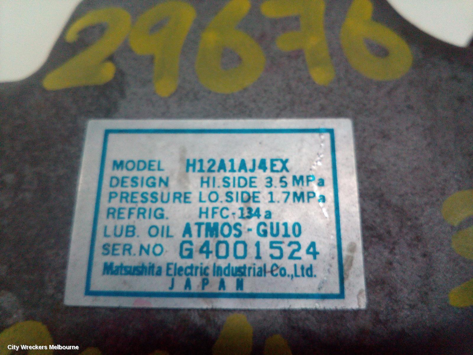 MAZDA 3 A/C COMPRESSOR, BK, PETROL, P/N H12A1AJ4EX, 10/2003 - 07/2006