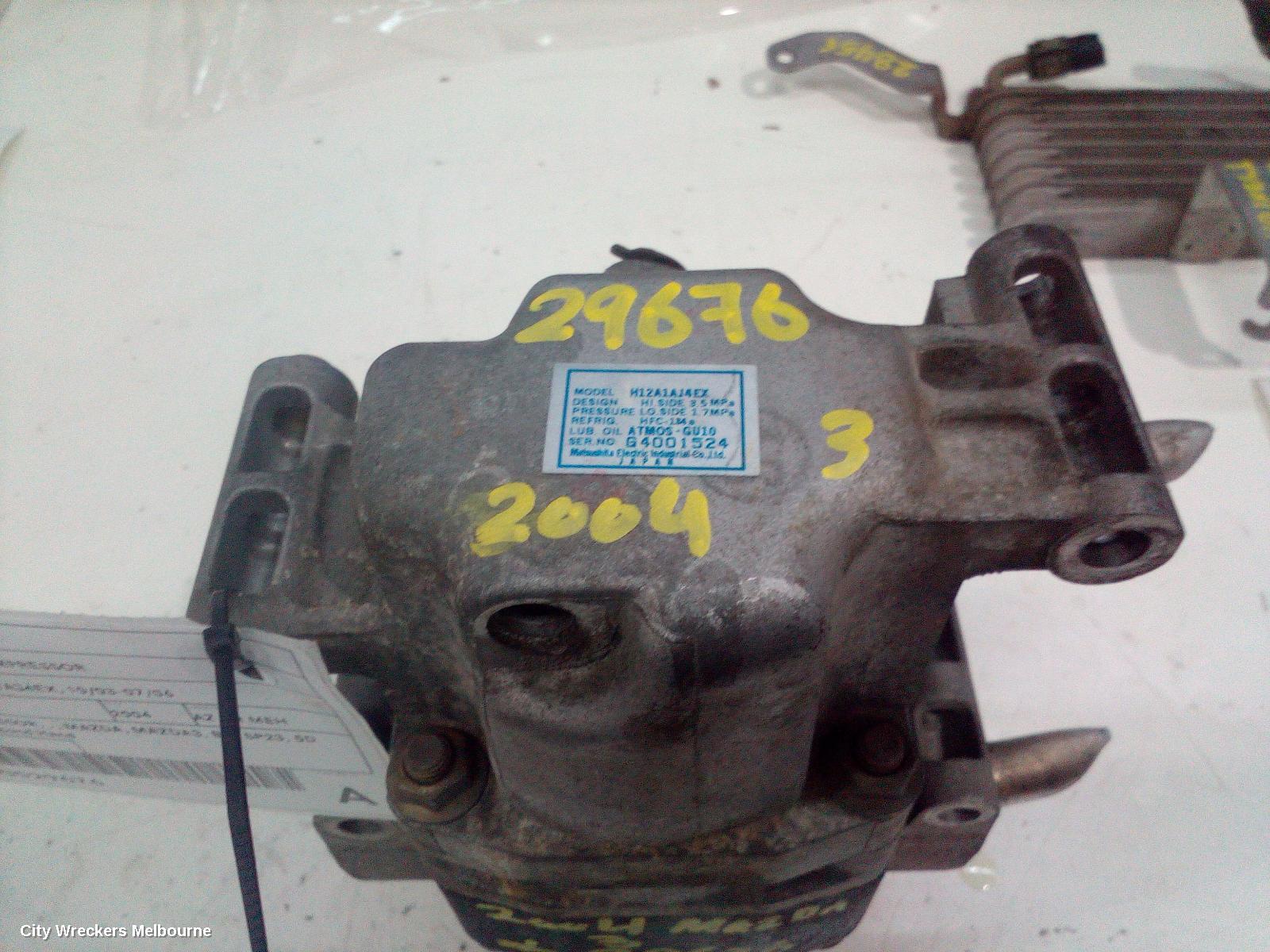 MAZDA 3 A/C COMPRESSOR, BK, PETROL, P/N H12A1AJ4EX, 10/2003 - 07/2006