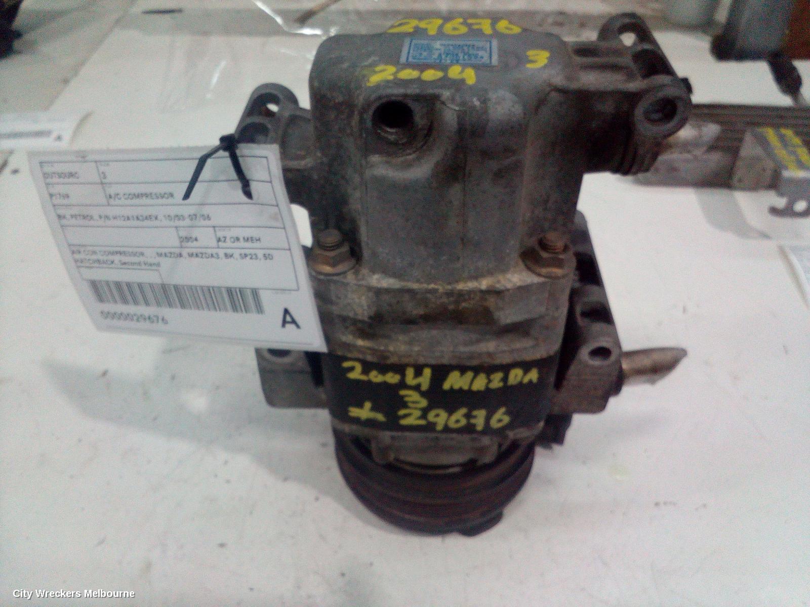 MAZDA 3 A/C COMPRESSOR, BK, PETROL, P/N H12A1AJ4EX, 10/2003 - 07/2006