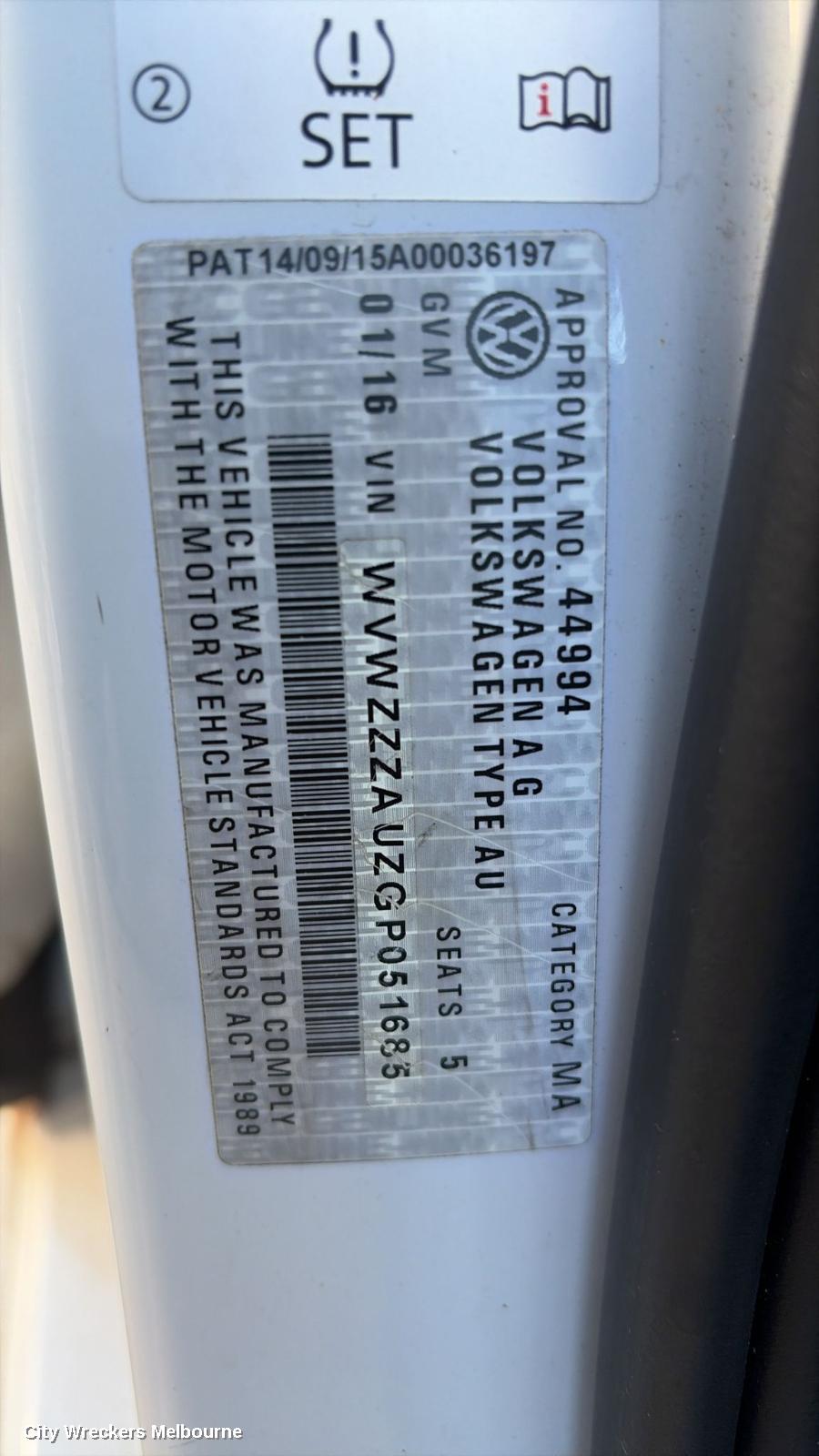 VOLKSWAGEN GOLF ENGINE, PETROL, 1.4, TURBO, GEN 7, CZCA CODE, 06/2015 - 08/2020