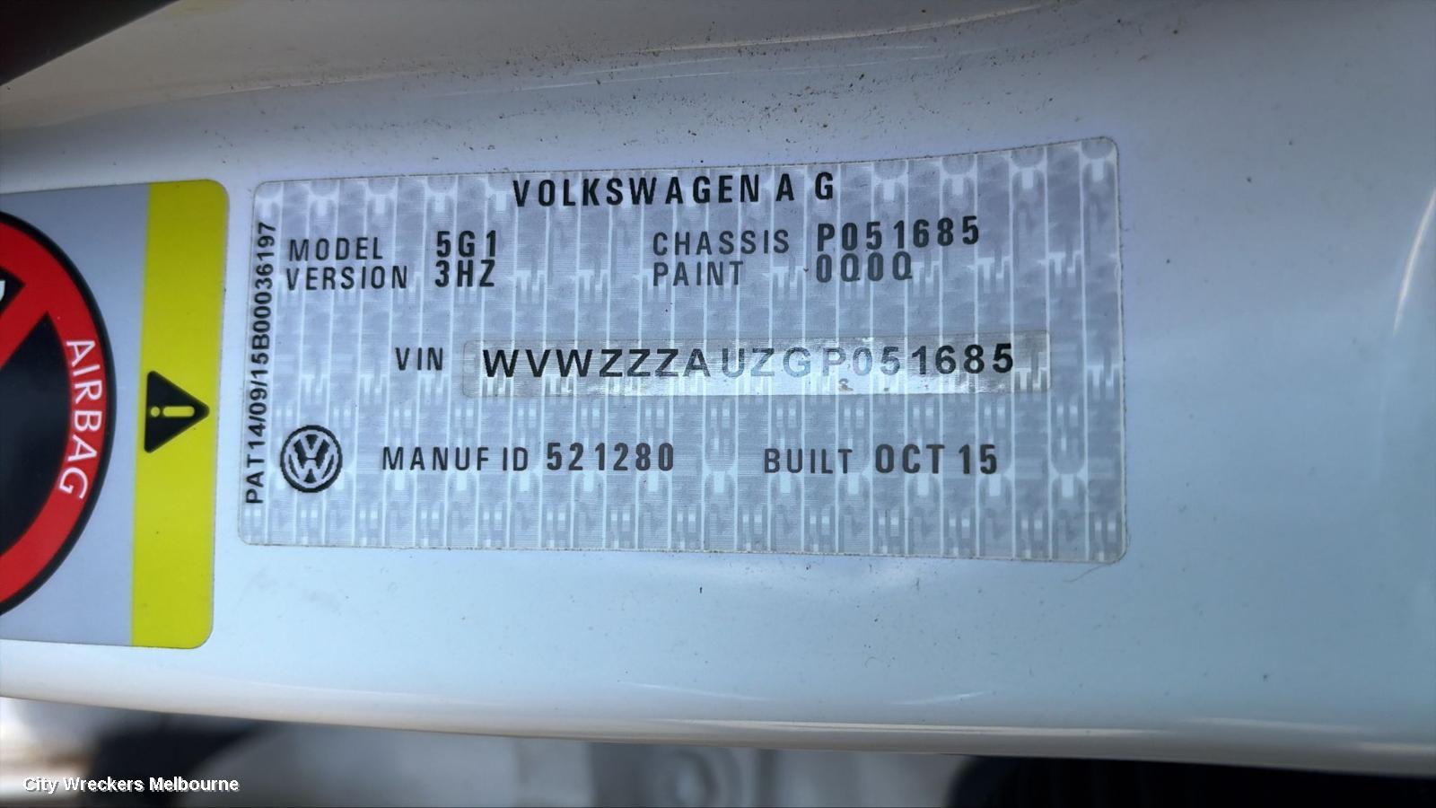 VOLKSWAGEN GOLF ENGINE, PETROL, 1.4, TURBO, GEN 7, CZCA CODE, 06/2015 - 08/2020