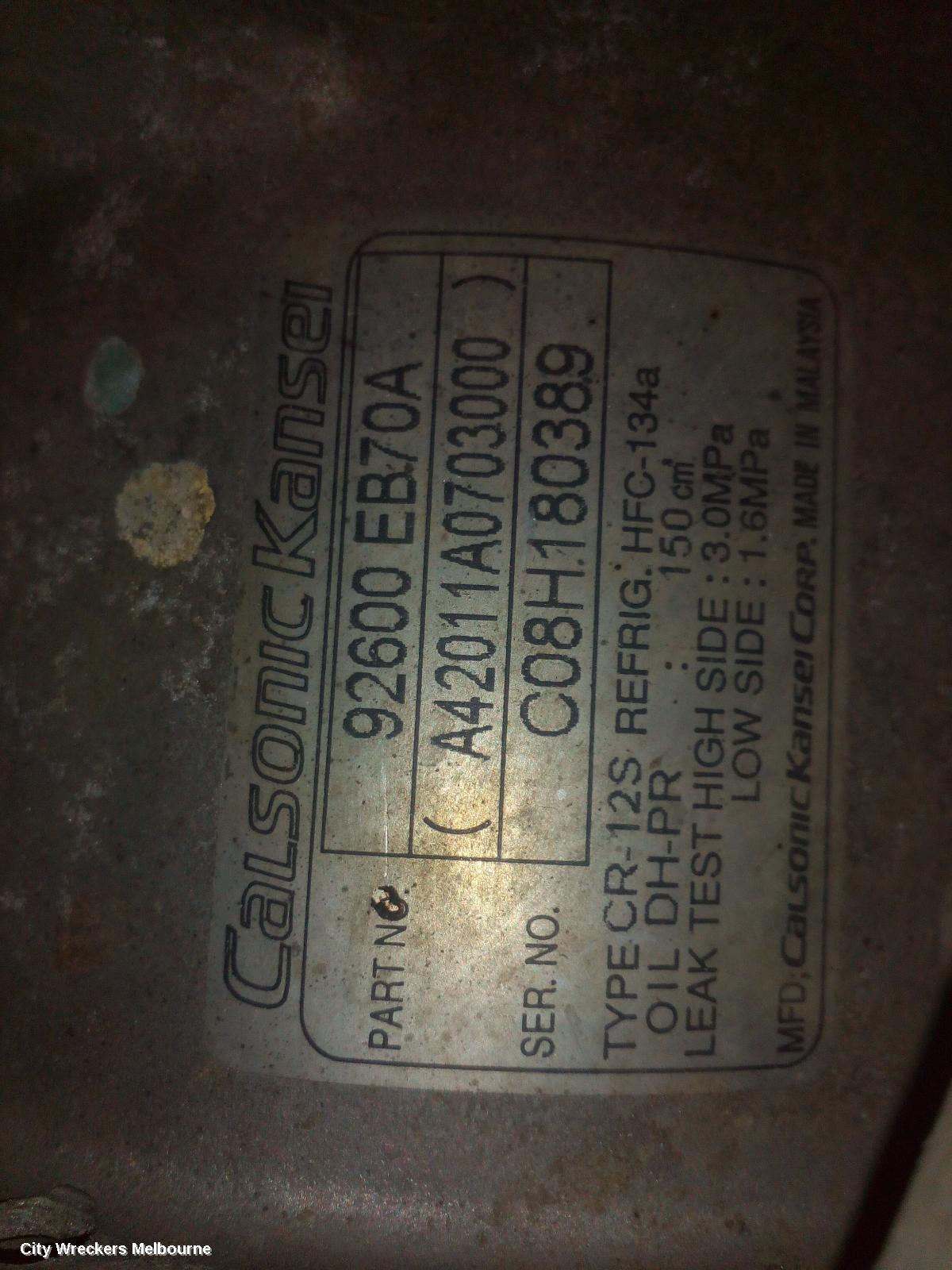 NISSAN NAVARA A/C COMPRESSOR, D40, 2.5, YD25, DIESEL, P/N 92600EB70A, 09/2005 - 08/2015