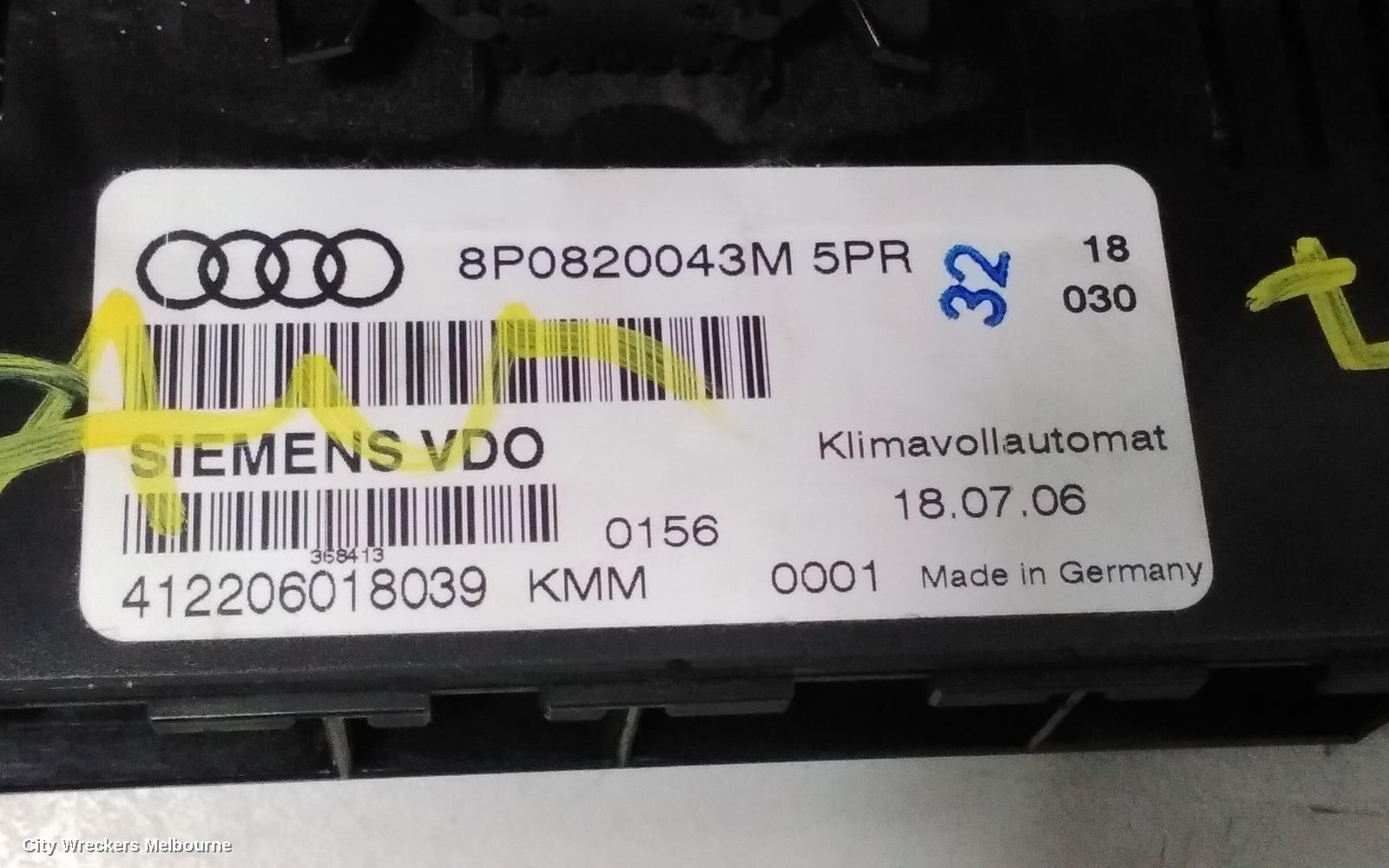 AUDI A3 HEATER/AC CONTROLS, HATCHBACK, 8P, 06/2004 - 04/2013