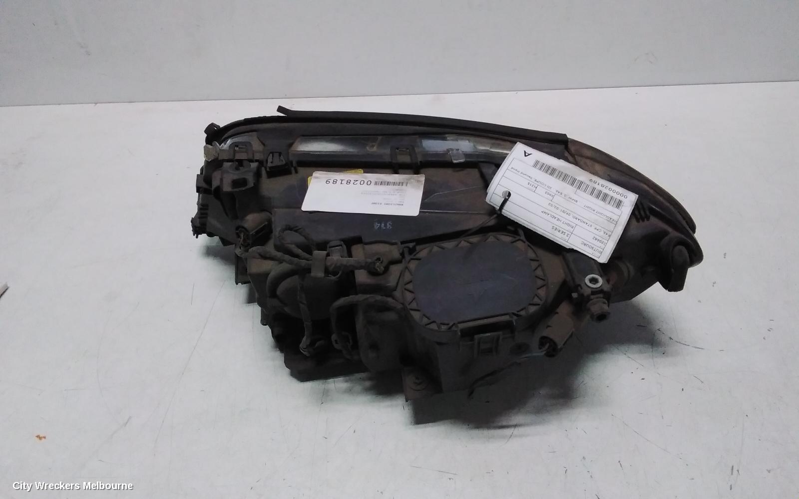 BMW 3 SERIES RIGHT HEADLAMP, E46, CPE/CAB, STANDARD, CLEAR FLASHER, 03/2003 - 07/2006