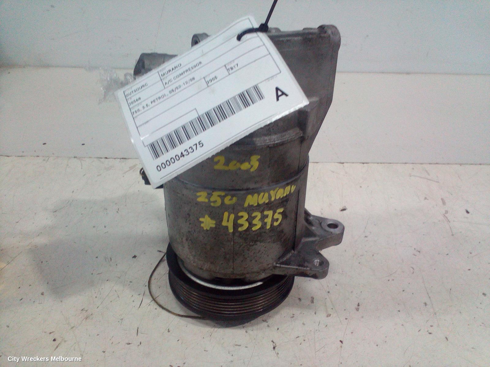NISSAN MURANO A/C COMPRESSOR, Z50, 3.5, PETROL, 05/2002 - 12/2008
