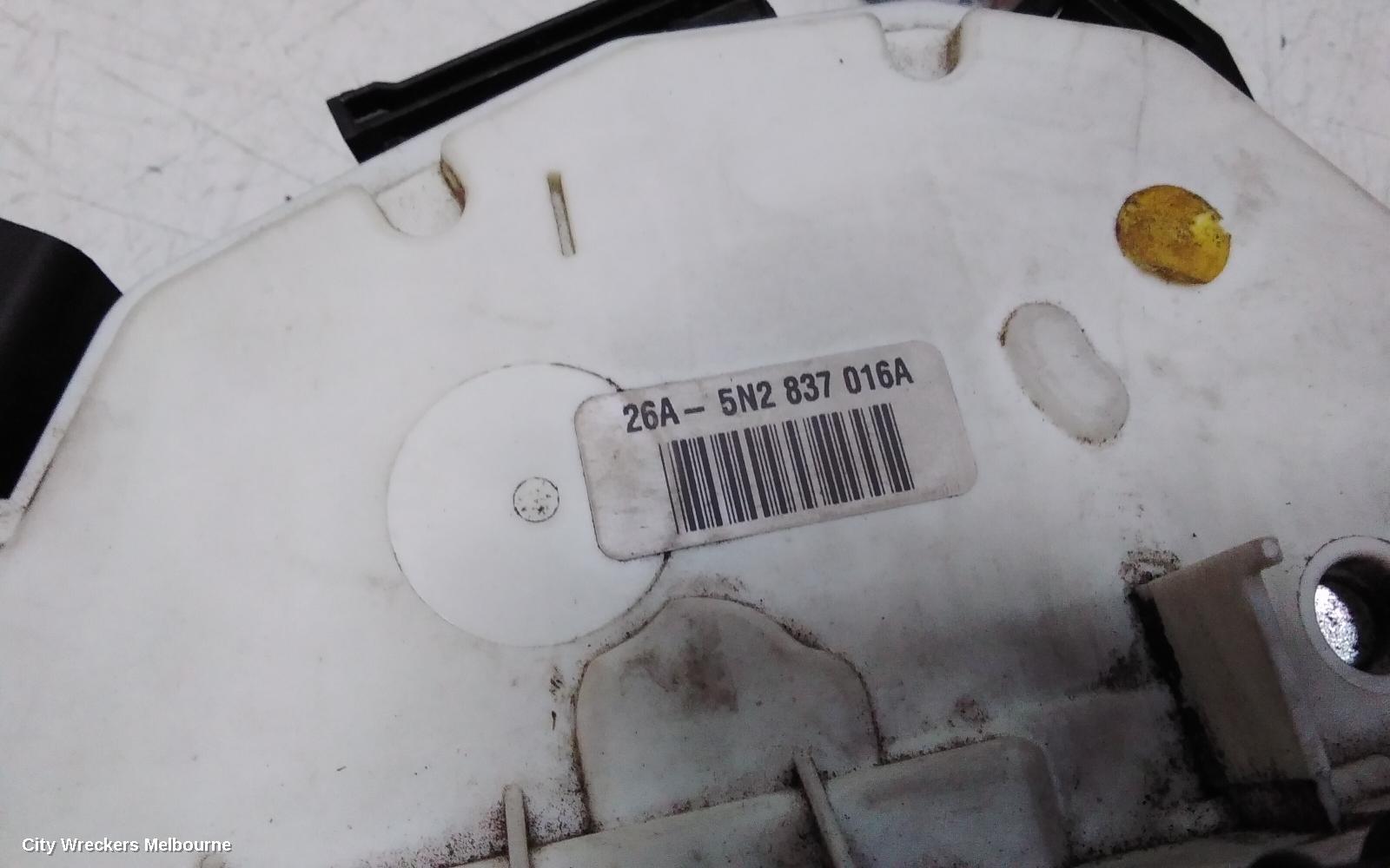 VOLKSWAGEN TIGUAN DOOR/BOOT/GATE LOCK, RIGHT FRONT DOOR LOCK, 5N, P/N 5N2837016A, 01/2009 - 03/2010