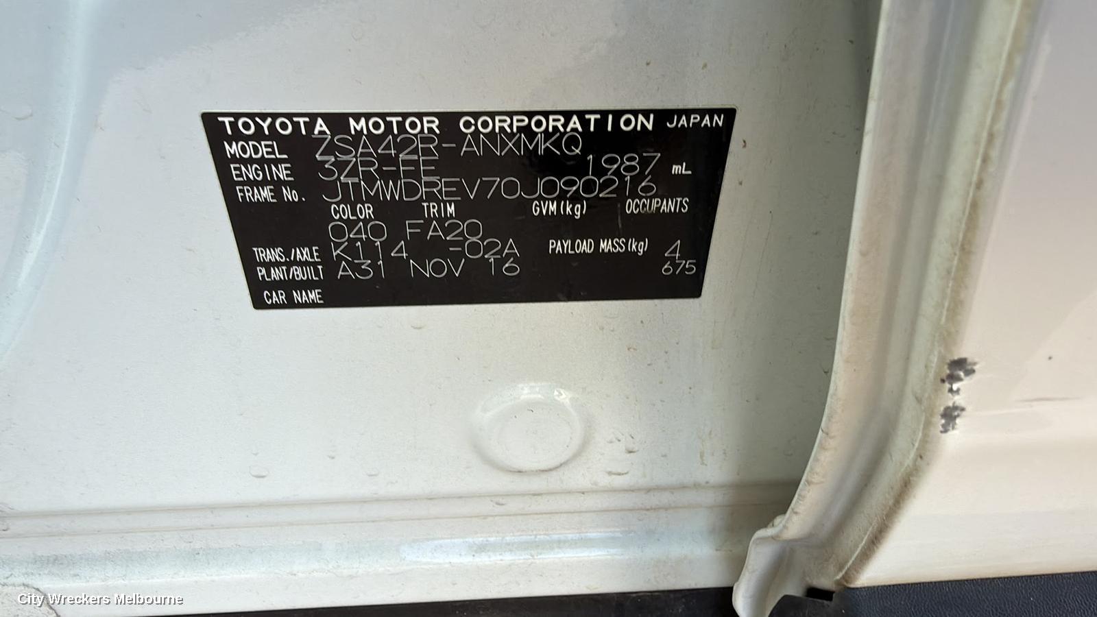 TOYOTA RAV4 BOOTLID/TAILGATE, TAILGATE, NON POWER TYPE, 	ASA44R/ZSA42R, 10/2015 - 12/2018