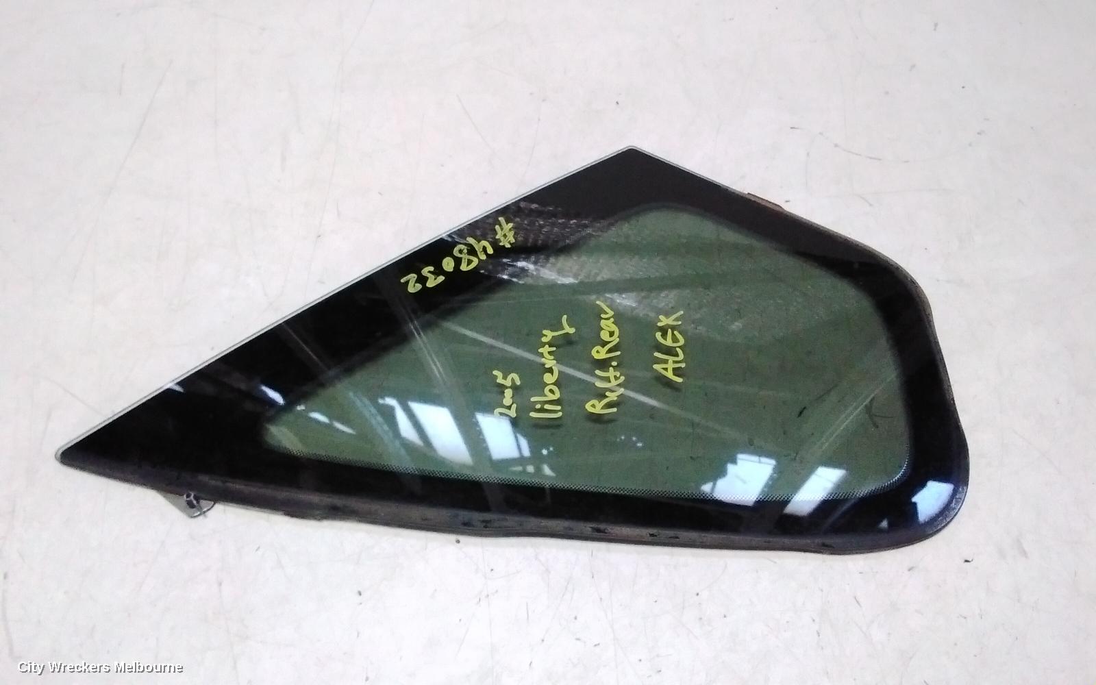 SUBARU LIBERTY RIGHT REAR SIDE GLASS, 4TH GEN, SEDAN, 09/2003 - 08/2009