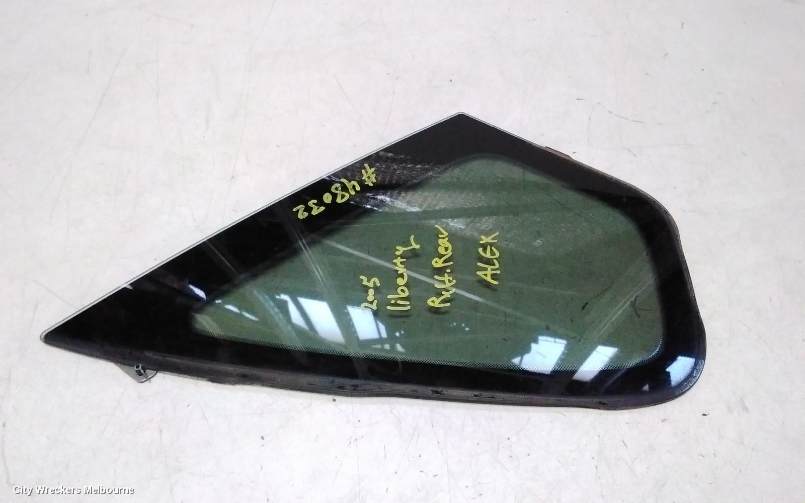 SUBARU LIBERTY RIGHT REAR SIDE GLASS, 4TH GEN, SEDAN, 09/2003 - 08/2009