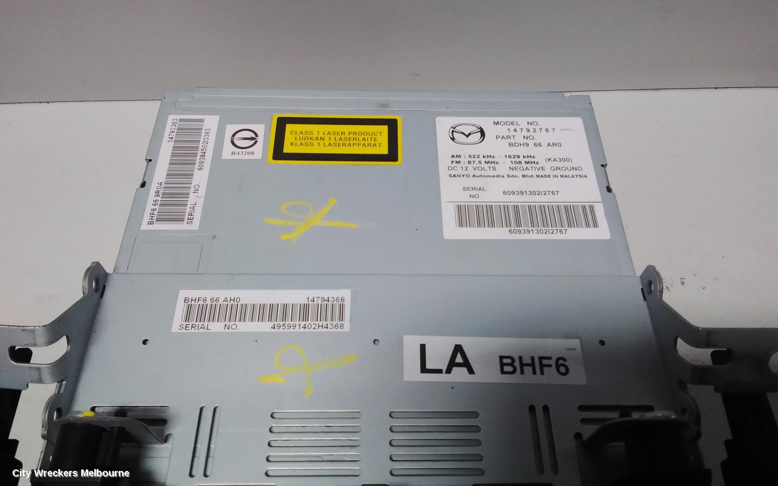 MAZDA 3 RADIO/CD/DVD/SAT/TV, STANDARD CD PLAYER, BL, 04/2009 - 10/2013