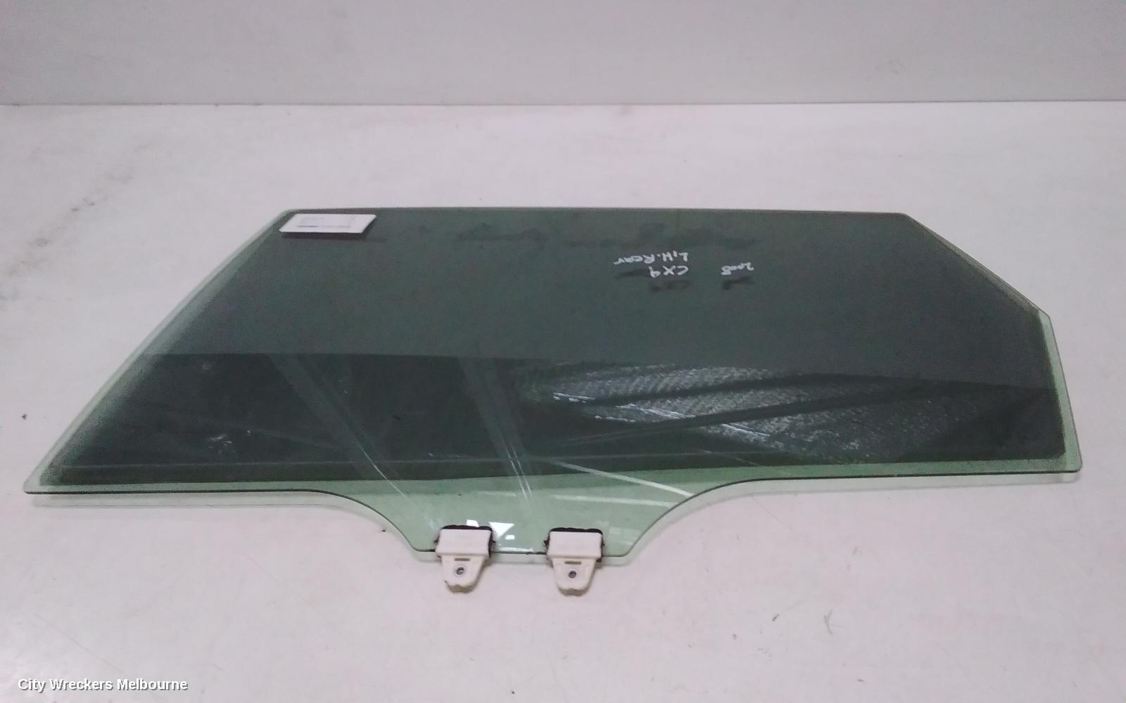 MAZDA CX9 LEFT REAR DOOR WINDOW, TB, 12/2007 - 12/2015