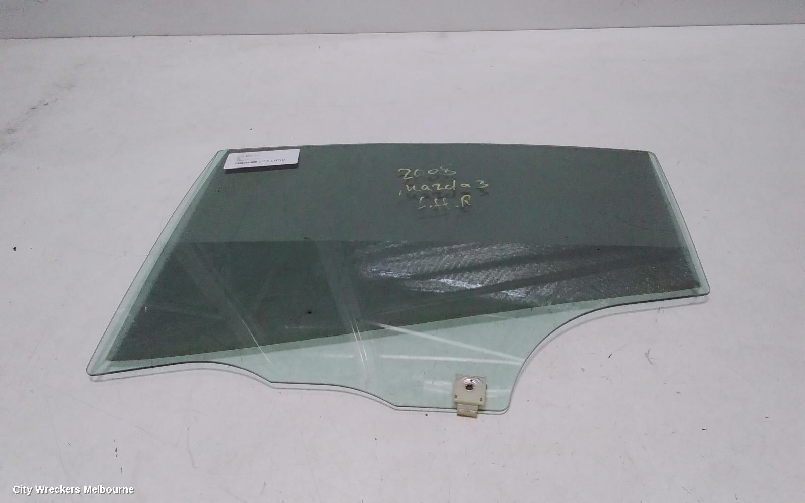 MAZDA 3 LEFT REAR DOOR WINDOW, BK, STANDARD TINT TYPE, SEDAN, 10/2003 - 04/2009