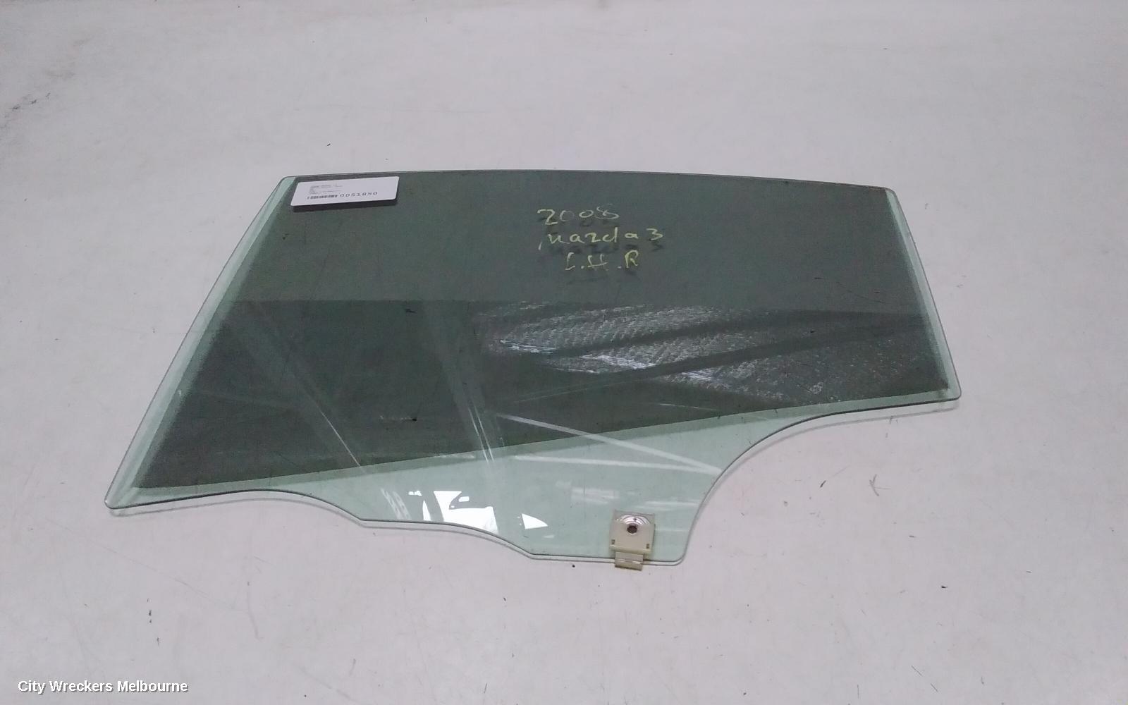 MAZDA 3 LEFT REAR DOOR WINDOW, BK, STANDARD TINT TYPE, SEDAN, 10/2003 - 04/2009