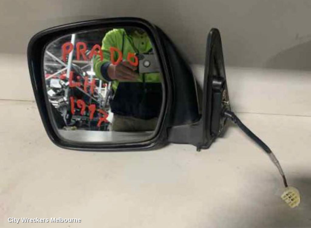 TOYOTA PRADO LEFT DOOR MIRROR, 95 SERIES, POWER, BLACK, RV/GX/GXL, 07/1996 - 01/2003