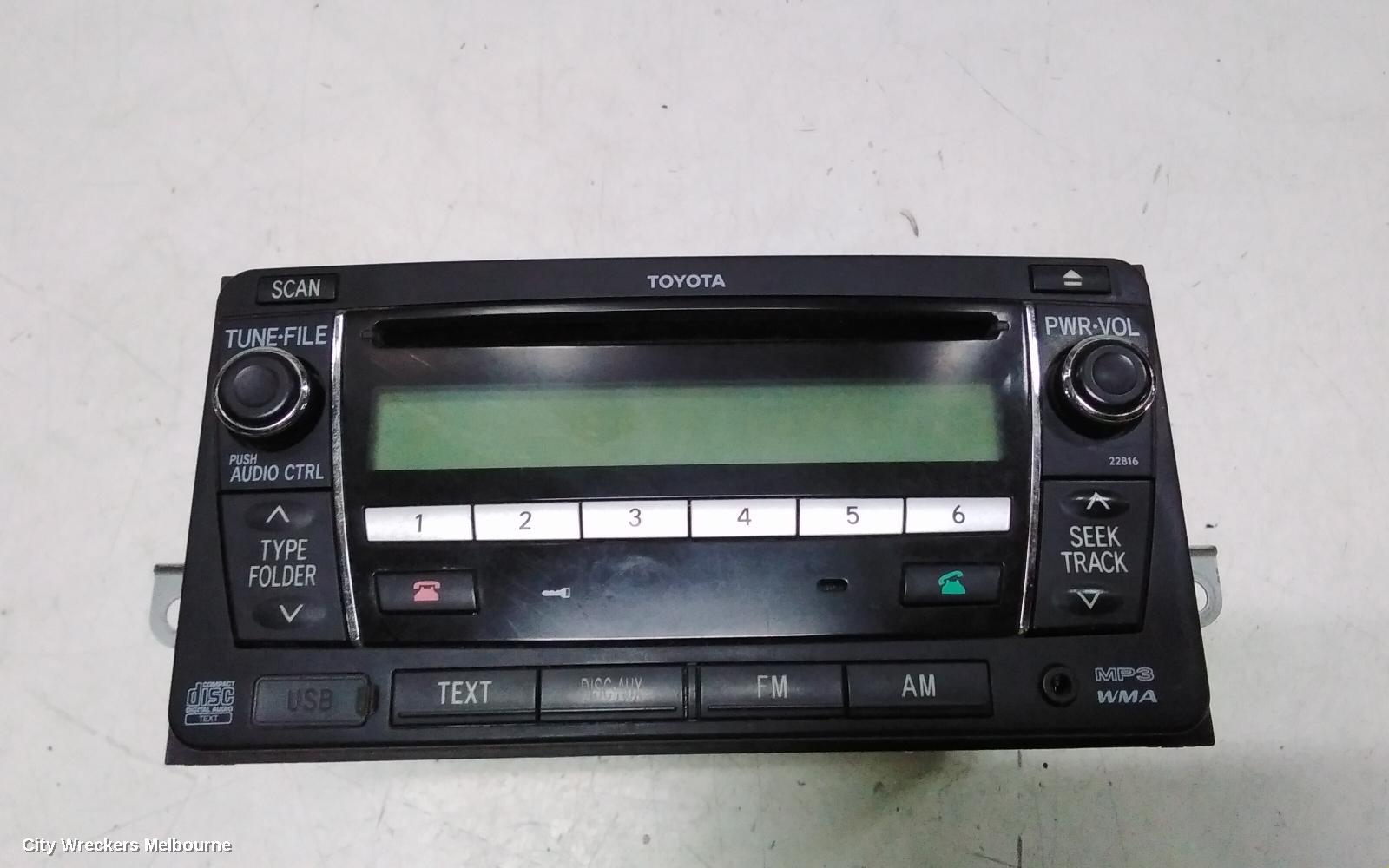 TOYOTA RAV4 RADIO/CD/DVD/SAT/TV, SINGLE DISC CD PLAYER (P/N ON FACE 22816), ACA33, 11/2005 - 11/2012