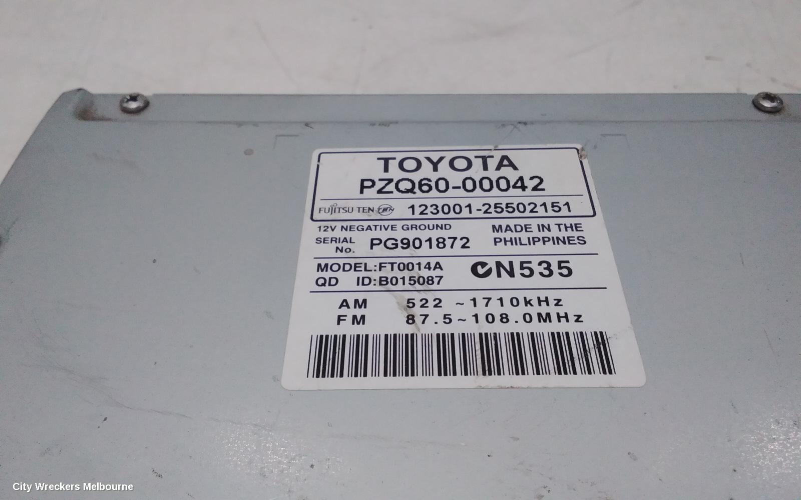 TOYOTA RAV4 RADIO/CD/DVD/SAT/TV, SINGLE DISC CD PLAYER (P/N ON FACE 22816), ACA33, 11/2005 - 11/2012