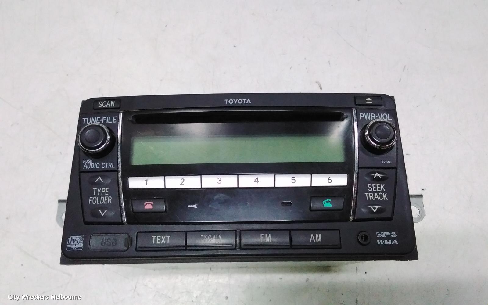TOYOTA RAV4 RADIO/CD/DVD/SAT/TV, SINGLE DISC CD PLAYER (P/N ON FACE 22816), ACA33, 11/2005 - 11/2012