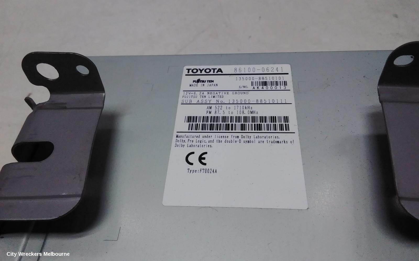 TOYOTA CAMRY RADIO/CD/DVD/SAT/TV, 6.1IN TOUCHSCREEN (P/N ON FACE 100035), ASV50/AVV50, 12/2011 - 05/2015