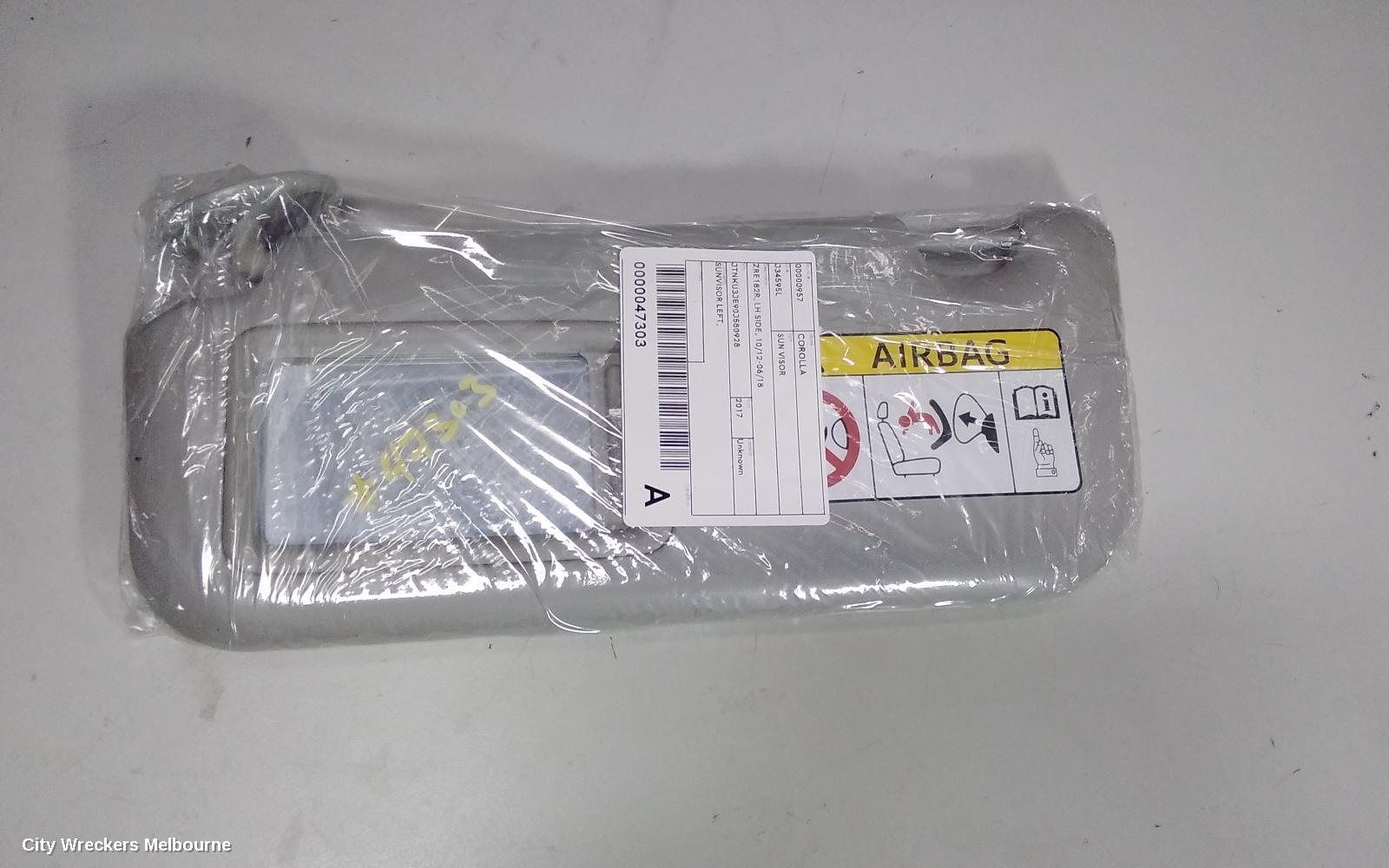 TOYOTA COROLLA SUNVISOR, ZRE182R, LH SIDE, 10/2012 - 06/2018