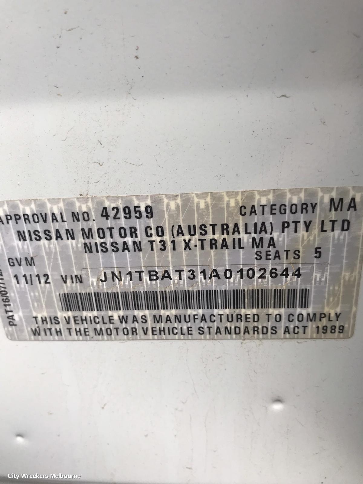 NISSAN XTRAIL RIGHT FRONT WINDOW REG/MOTOR, T31, POWER, 10/2007 - 12/2013