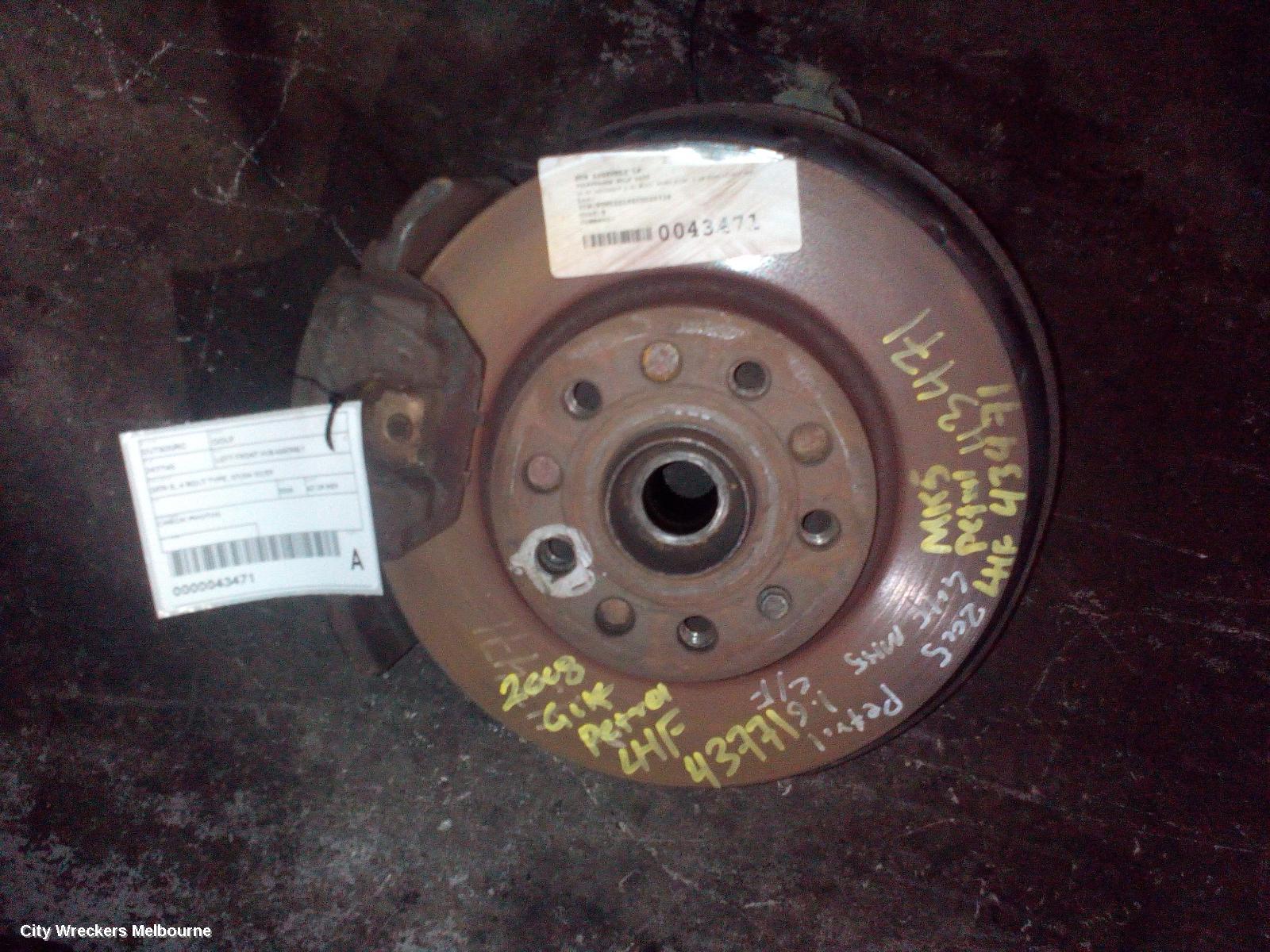 VOLKSWAGEN GOLF LEFT FRONT HUB ASSEMBLY, GEN 5, 4 BOLT TYPE, 07/2004 - 02/2009