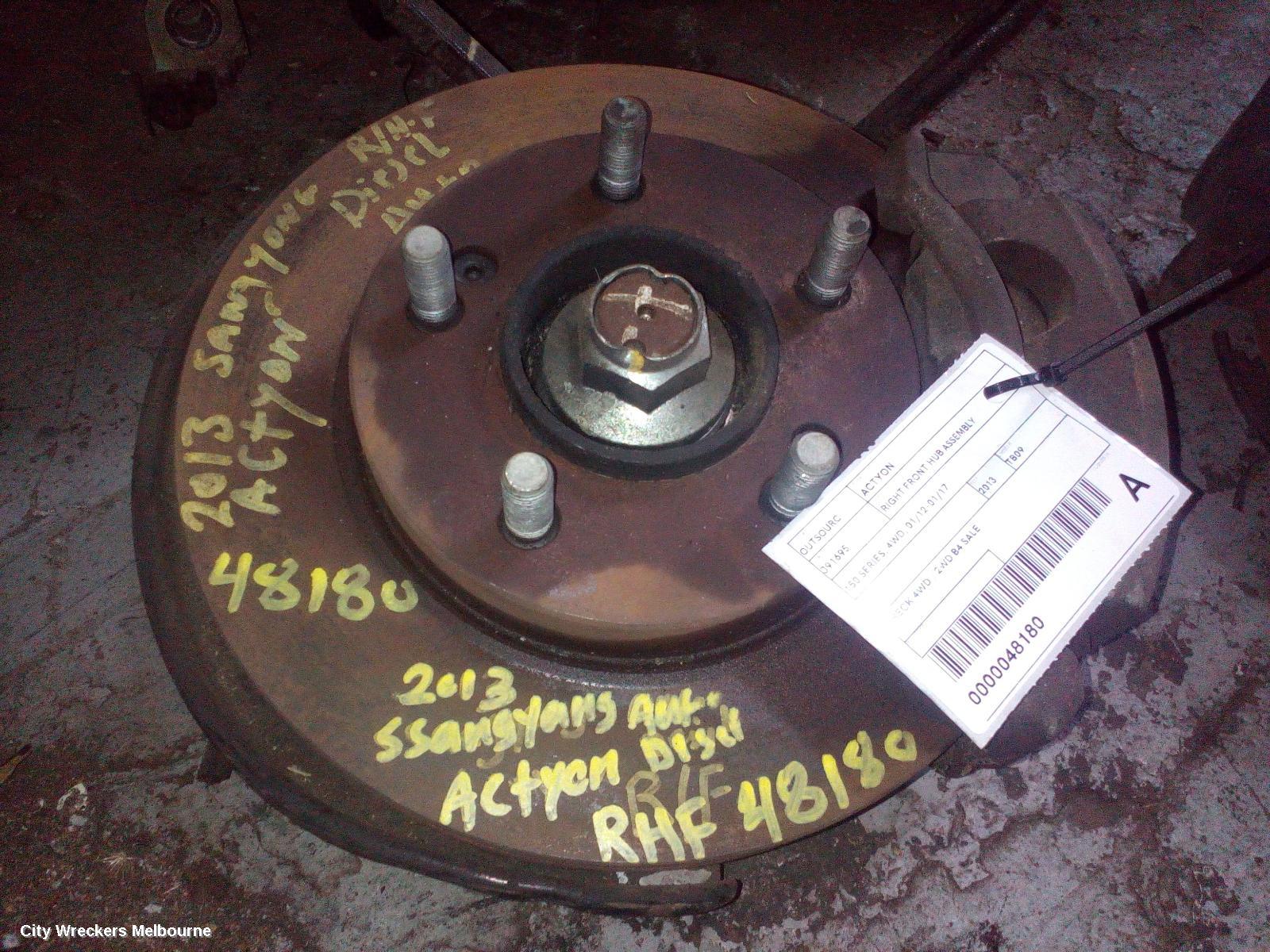 SSANGYONG ACTYON RIGHT FRONT HUB ASSEMBLY, 150 SERIES, 4WD, 01/2012 - 01/2017