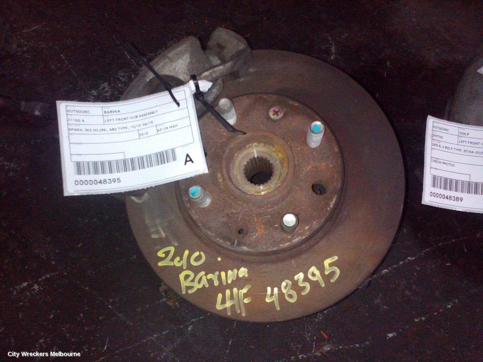 HOLDEN BARINA LEFT FRONT HUB ASSEMBLY, SPARK, MJ (KL3M), ABS TYPE, 10/2010 - 06/2015