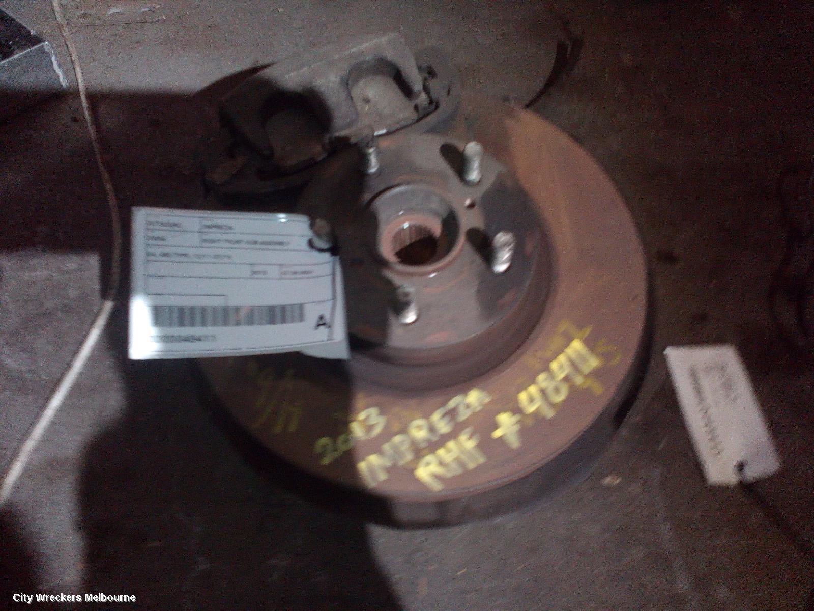 SUBARU IMPREZA RIGHT FRONT HUB ASSEMBLY, G4, ABS TYPE, 12/2011 - 07/2013