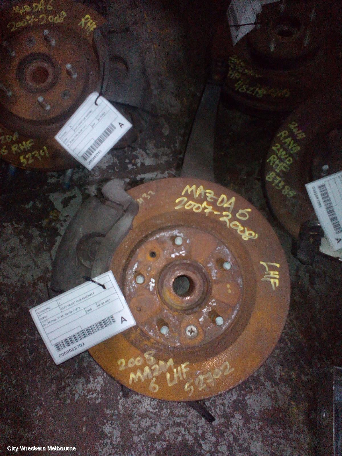 MAZDA 6 RIGHT FRONT HUB ASSEMBLY, GH, PETROL TYPE, 02/2008 - 11/2012