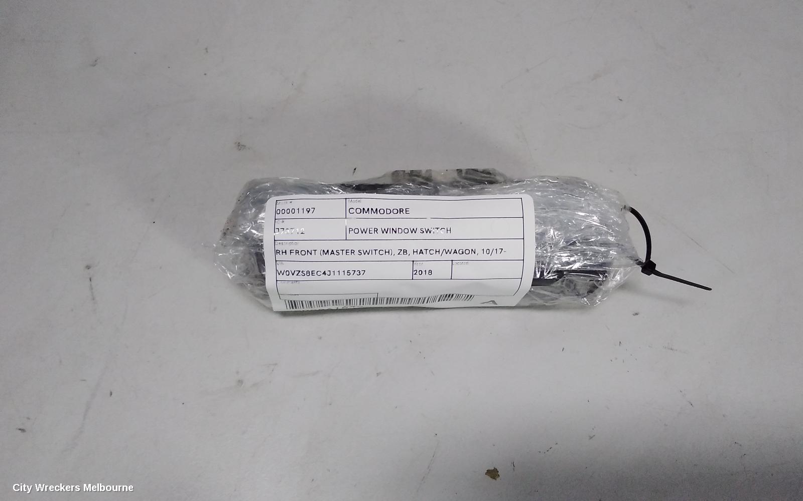 HOLDEN COMMODORE PWR DR WIND SWITCH, RH FRONT (MASTER SWITCH), ZB, HATCH/WAGON, 10/2017 - 12/2020