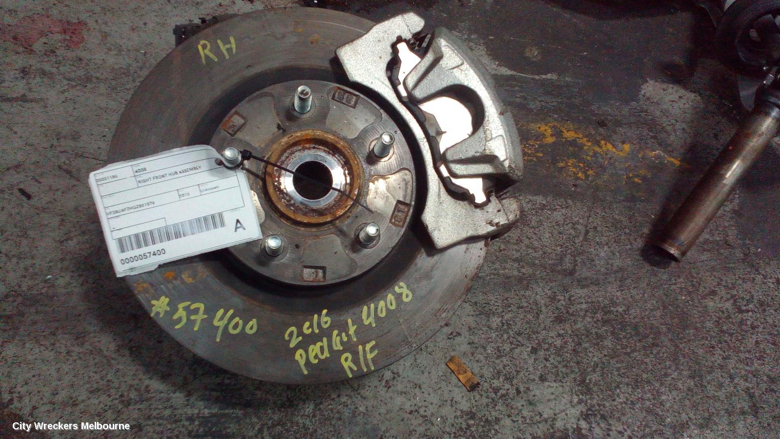 PEUGEOT 4008 RIGHT FRONT HUB ASSEMBLY, 05/2012 - 12/2017