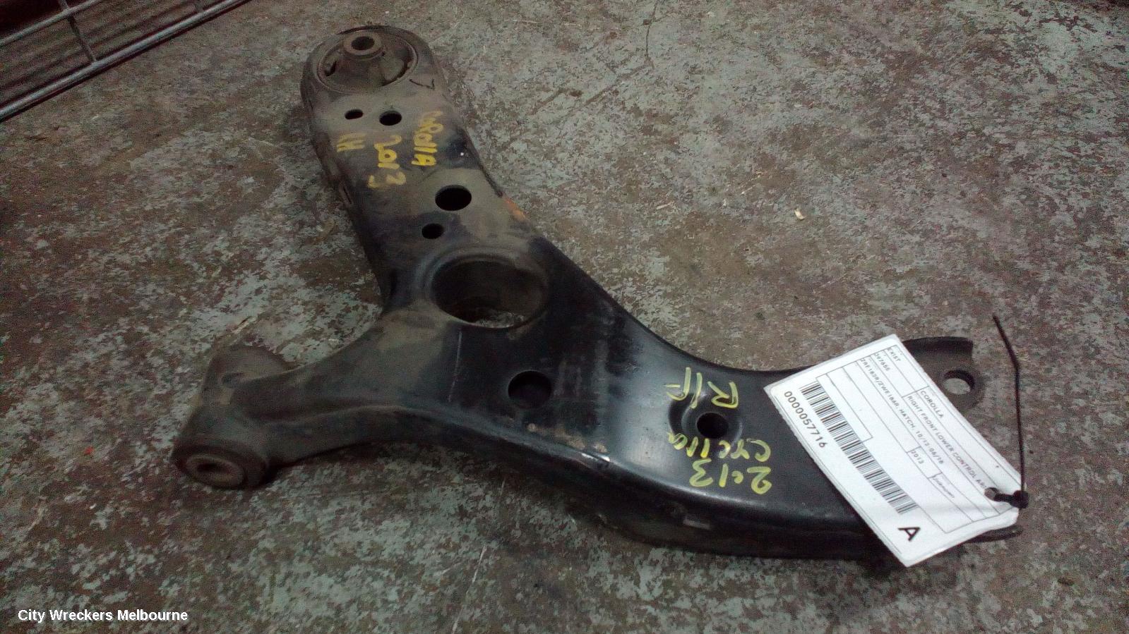 TOYOTA COROLLA RIGHT FRONT LOWER CONTROL ARM, ZRE152/20153R, 03/2007 - 10/2013
