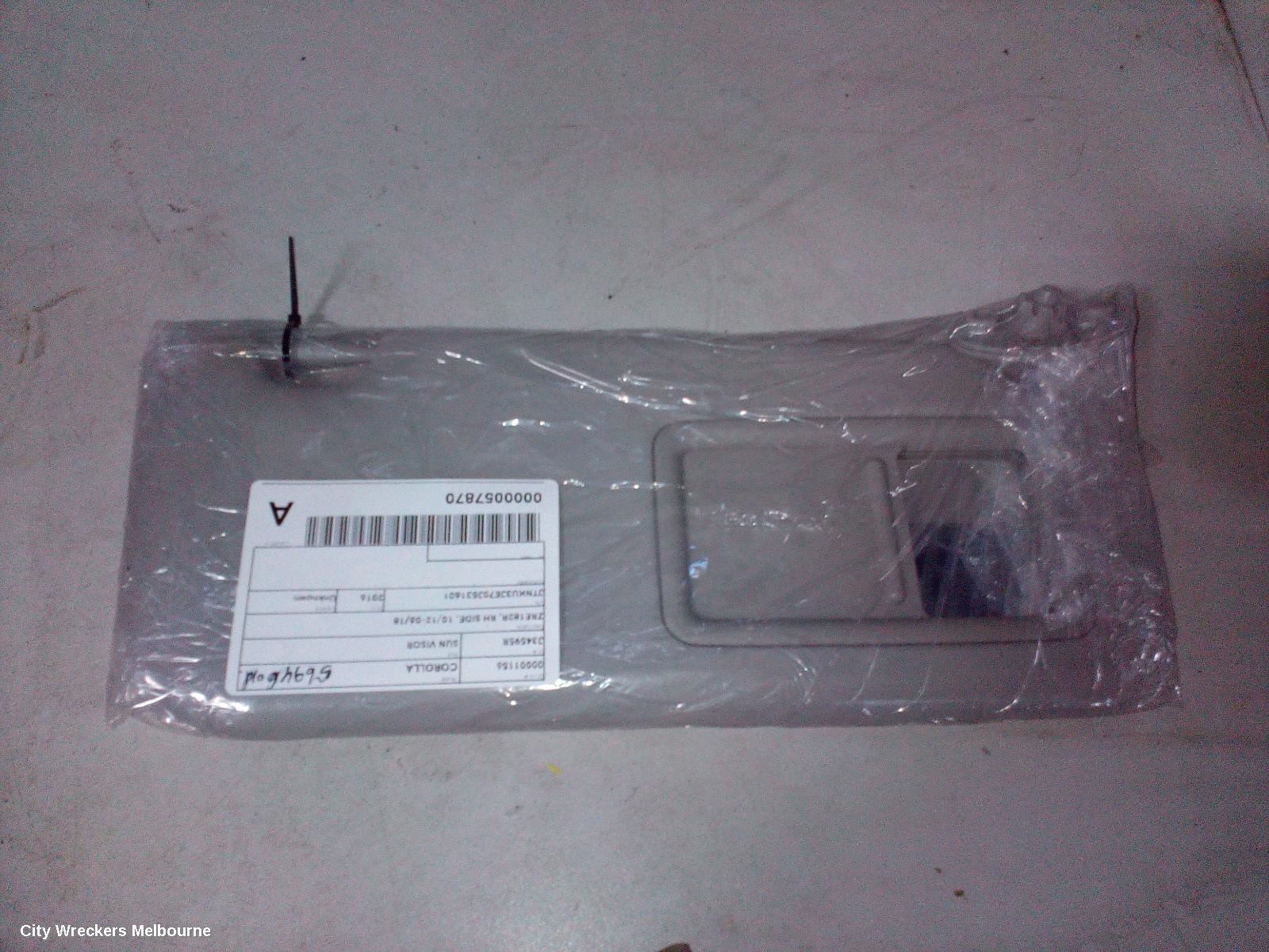 TOYOTA COROLLA SUNVISOR, ZRE182R, RH SIDE, 10/2012 - 06/2018
