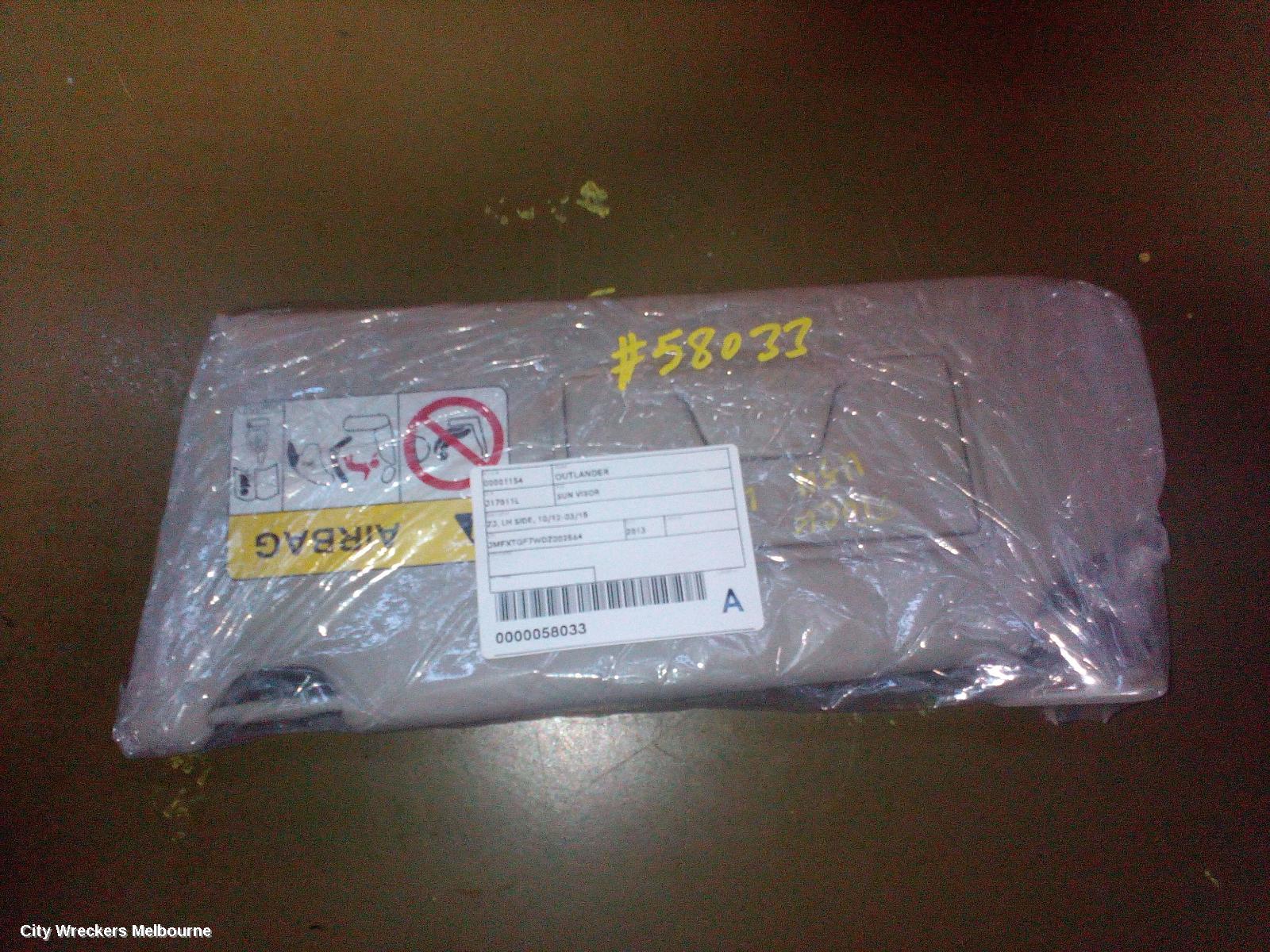 MITSUBISHI OUTLANDER SUNVISOR, ZJ, LH SIDE, 10/2012 - 03/2015