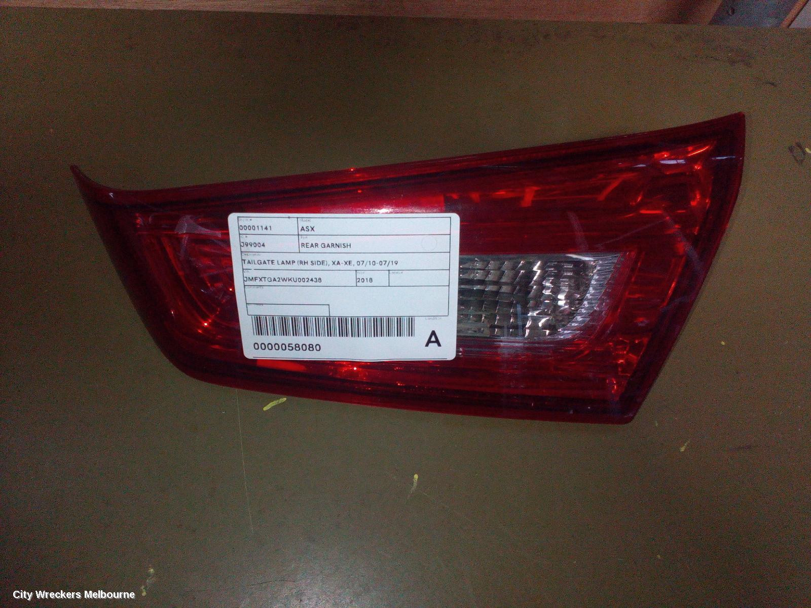 MITSUBISHI ASX REAR GARNISH, TAILGATE LAMP (RH SIDE), XA-XE, 07/2010 - 07/2019