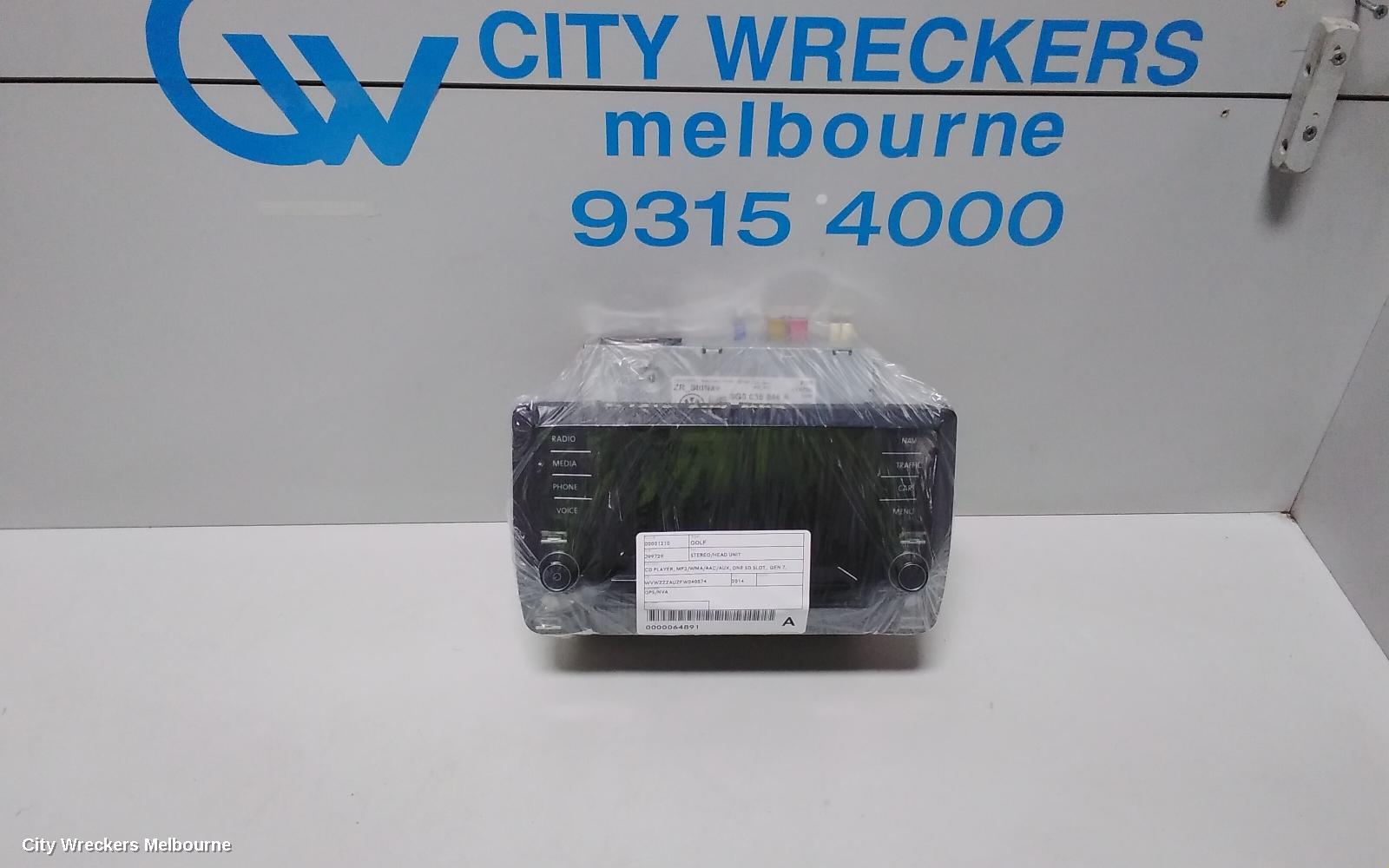 VOLKSWAGEN GOLF RADIO/CD/DVD/SAT/TV, DISPLAY SCREEN, 6.5IN, W/ SAT NAV TYPE, GEN 7, 11/2012 - 03/2017