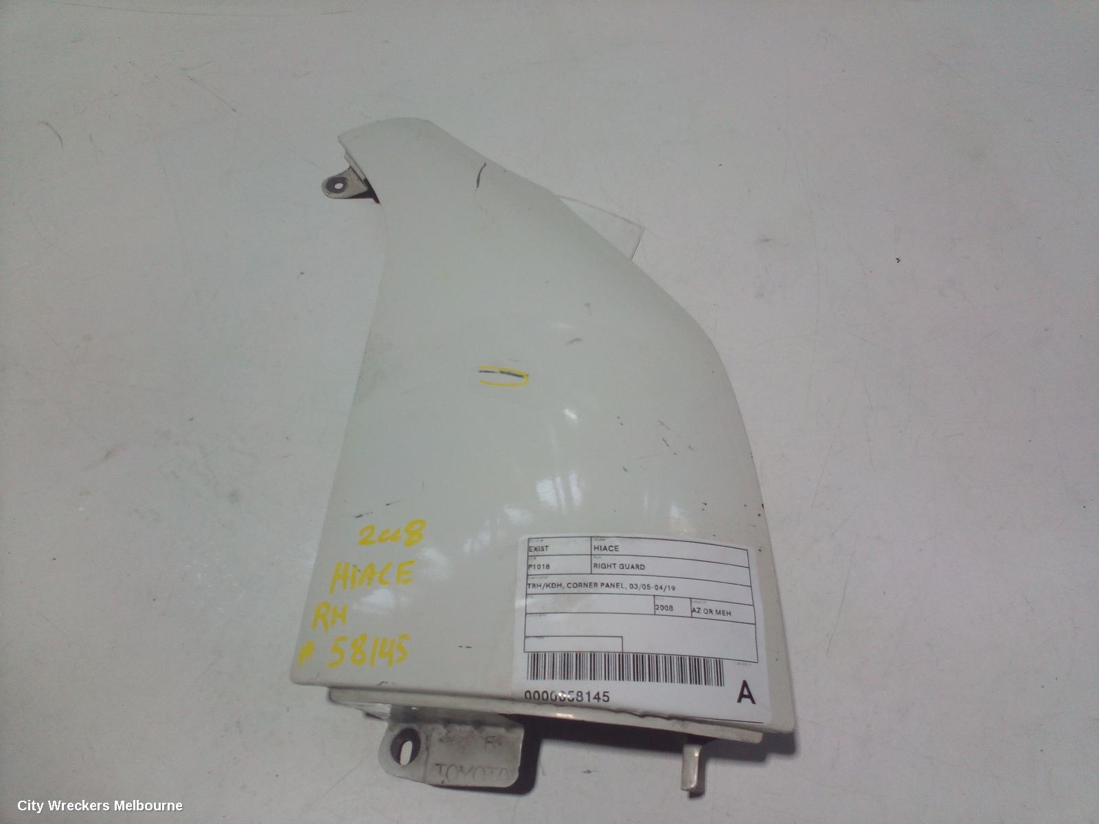 TOYOTA HIACE RIGHT GUARD, TRH/KDH, CORNER PANEL, 03/2005 - 04/2019