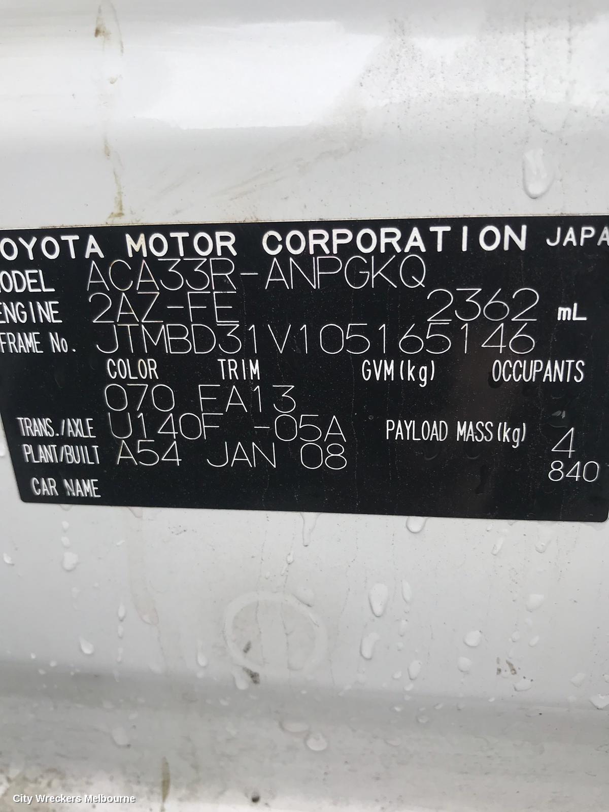 TOYOTA RAV4 PWR DR WIND SWITCH, RH FRONT (MASTER SWITCH), ACA33, 10/2007 - 11/2012