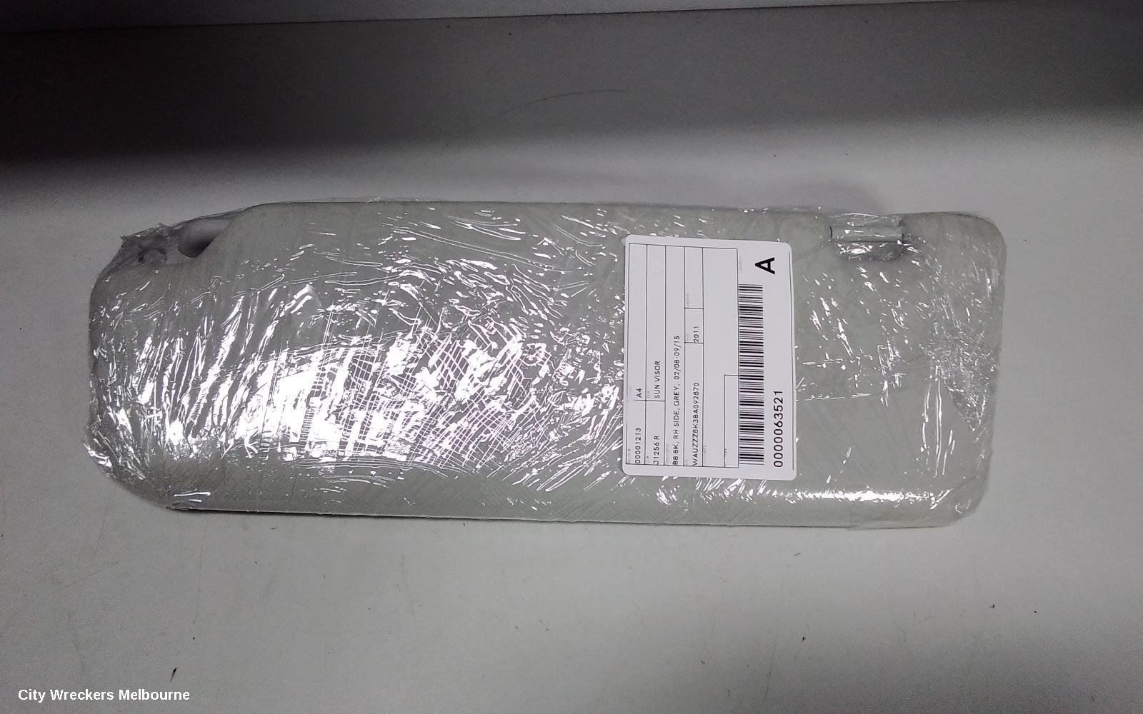 AUDI A4 SUNVISOR, B8 8K, RH SIDE, GREY,  02/2008 - 09/2015