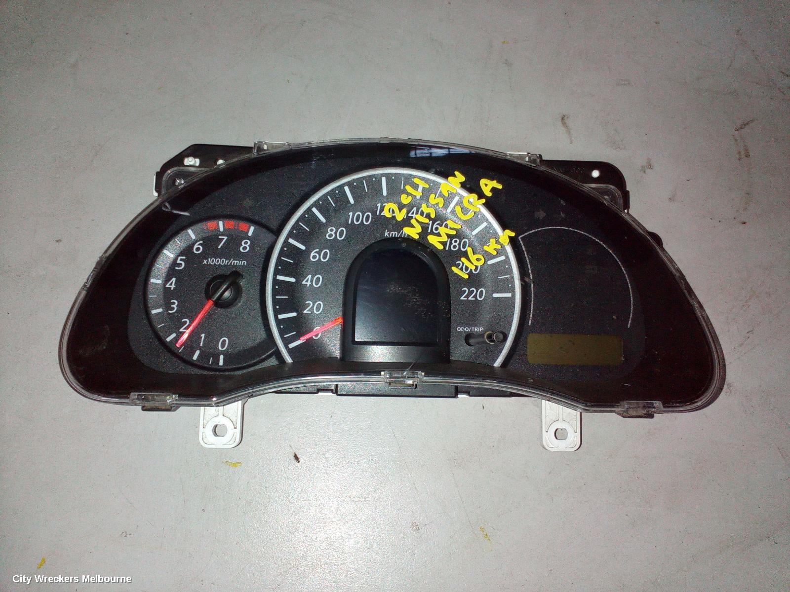 NISSAN MICRA INSTRUMENT CLUSTER, AUTO T/M TYPE, K13, 11/2010 - 03/2015