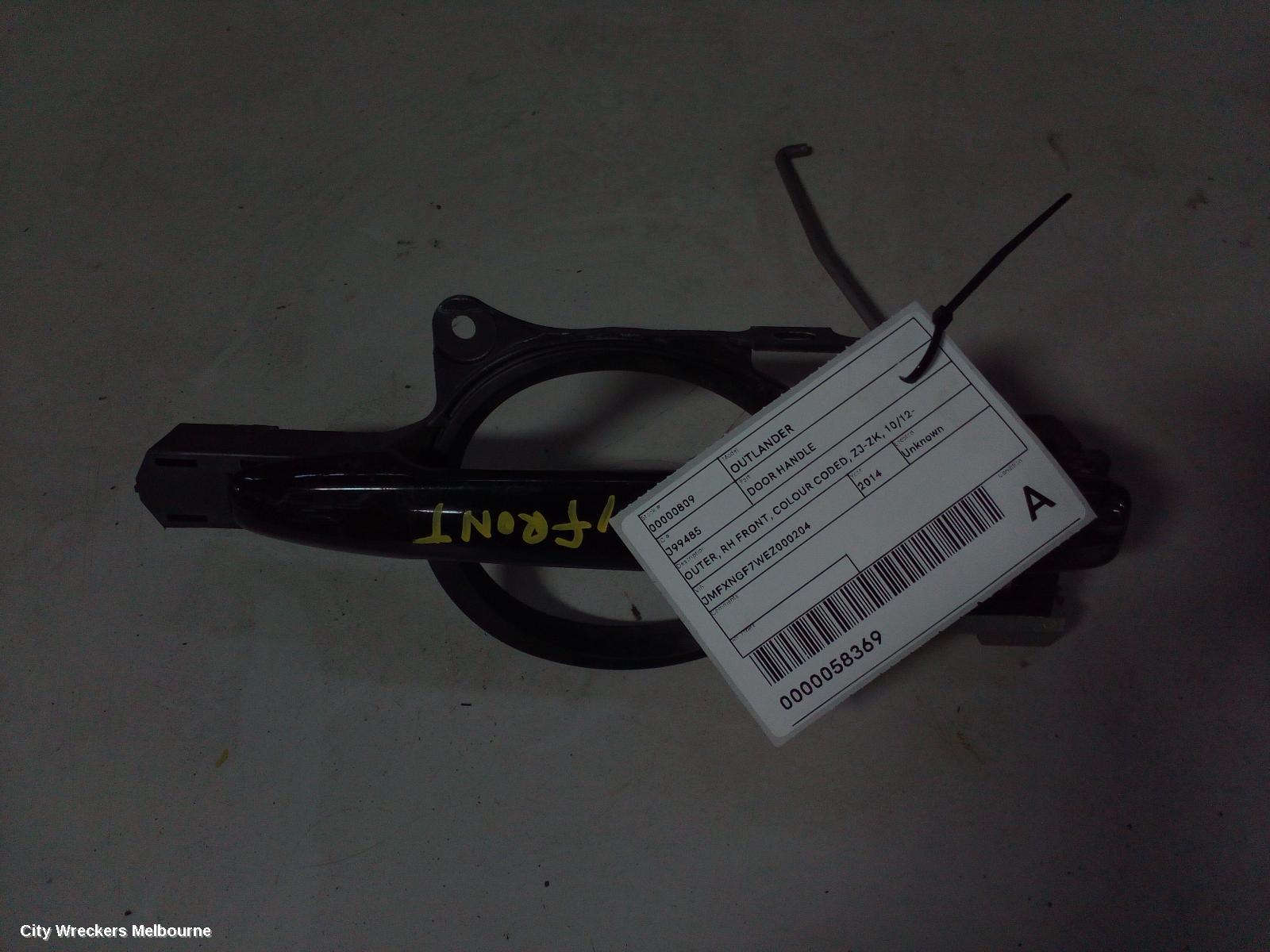 MITSUBISHI OUTLANDER DOOR HANDLE, OUTER, RH FRONT, COLOUR CODED, ZJ-ZL, 10/2012 - 07/2021