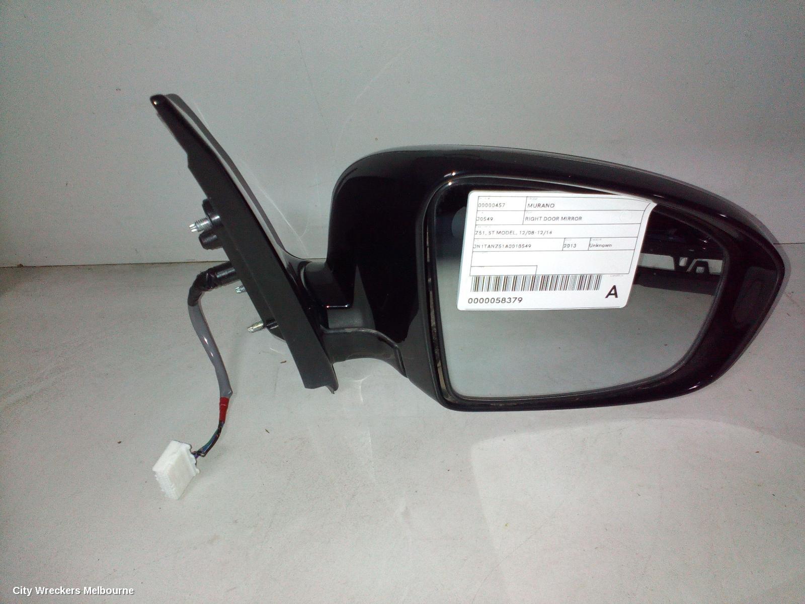 NISSAN MURANO RIGHT DOOR MIRROR, Z51, ST MODEL, 12/2008 - 12/2014