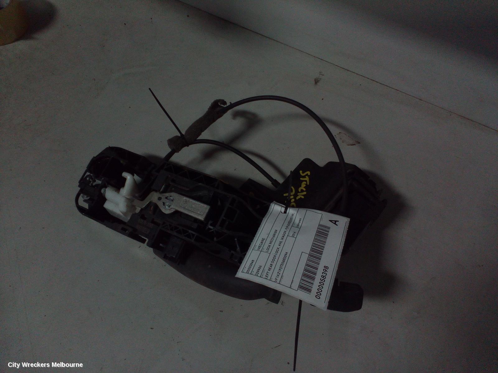 RENAULT MEGANE DOOR/BOOT/GATE LOCK, LEFT REAR DOOR LOCK, K95, WAGON, P/N 825035901R, 09/2010 - 05/2016