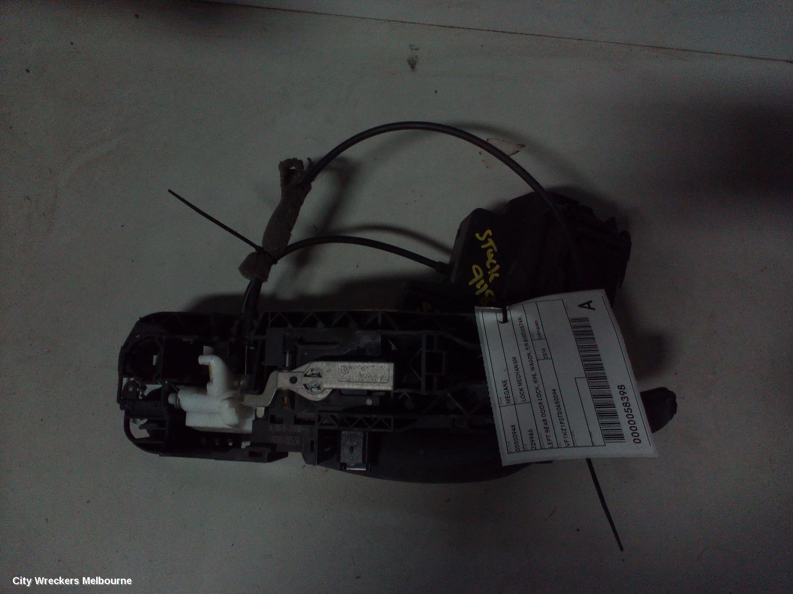 RENAULT MEGANE DOOR/BOOT/GATE LOCK, LEFT REAR DOOR LOCK, K95, WAGON, P/N 825035901R, 09/2010 - 05/2016