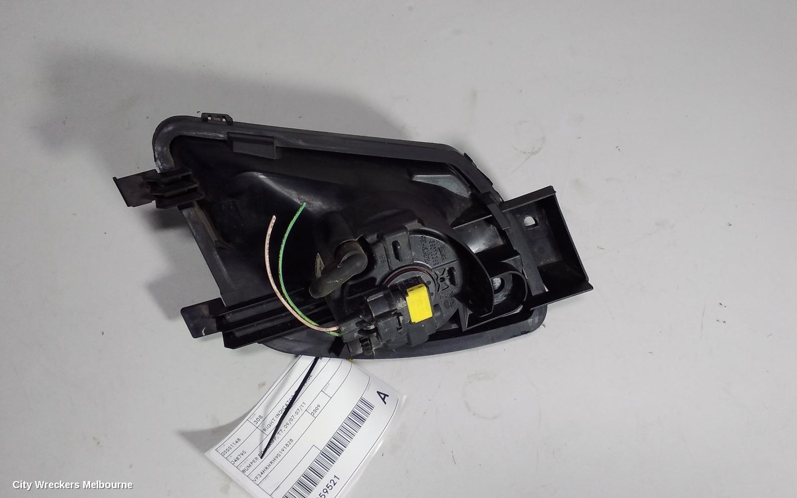 PEUGEOT 308 RIGHT INDICATOR/FOG/SIDE, BUMPER FOGLAMP, T7, 09/2007 - 07/2011