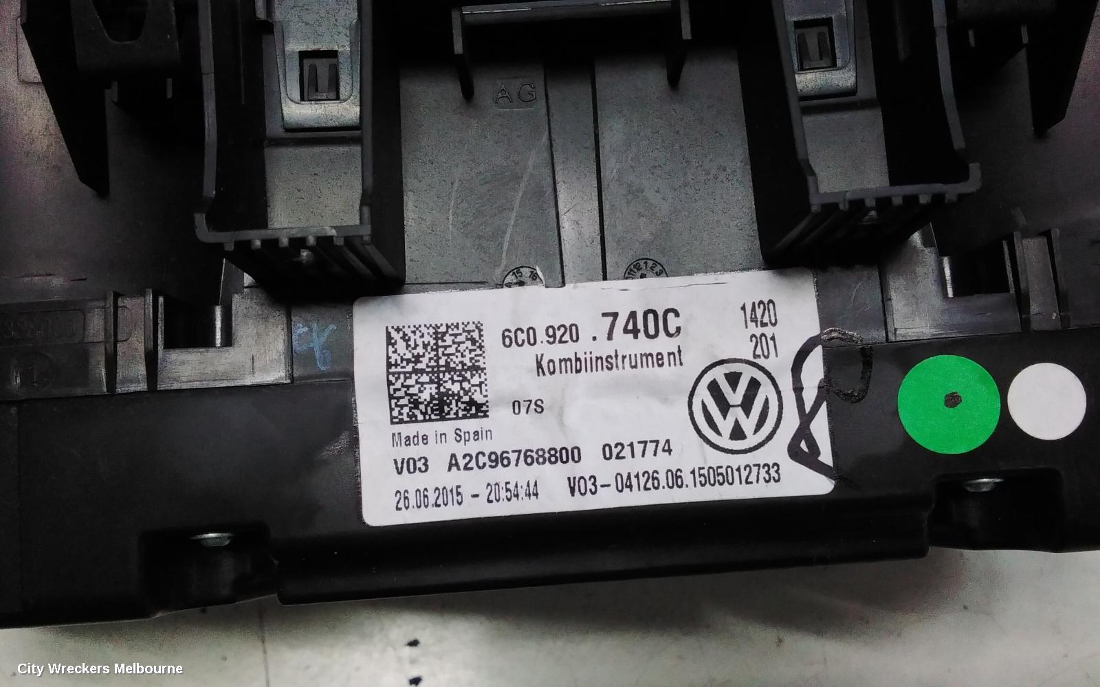 VOLKSWAGEN POLO INSTRUMENT CLUSTER, PETROL, AUTO T/M, 6R, 05/2014 - 09/2017