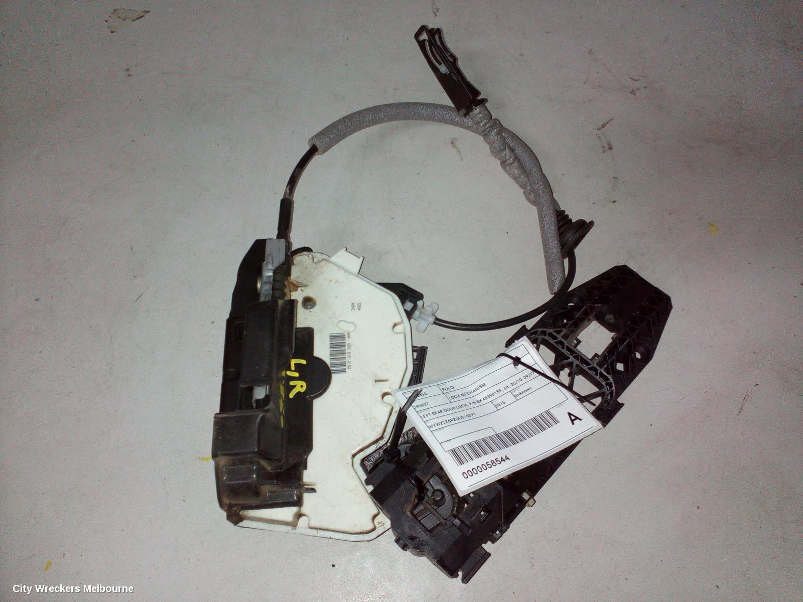 VOLKSWAGEN POLO DOOR/BOOT/GATE LOCK, LEFT REAR DOOR LOCK, 6R, P/N 6R4839015A, 05/2010 - 09/2017