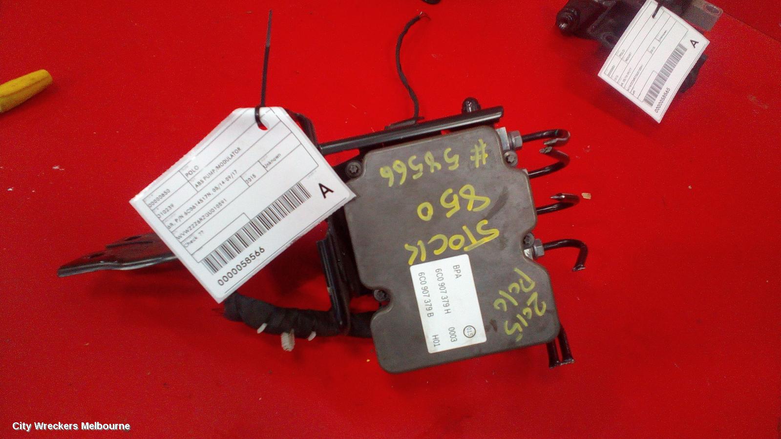 VOLKSWAGEN POLO ABS PUMP/MODULATOR, 6R, P/N 6C0614517M, 05/2014 - 09/2017