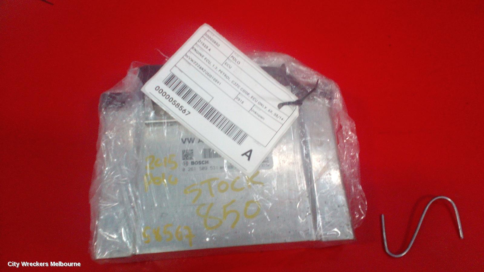 VOLKSWAGEN POLO ECU, ENGINE ECU, 1.2, PETROL, CJZC CODE, ECU ONLY, 6R, 05/2014 - 09/2017