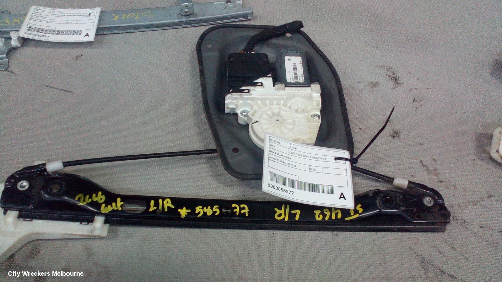VOLKSWAGEN GOLF LEFT REAR WND REG/MOTOR, GEN 5 06/2004 - 02/2009